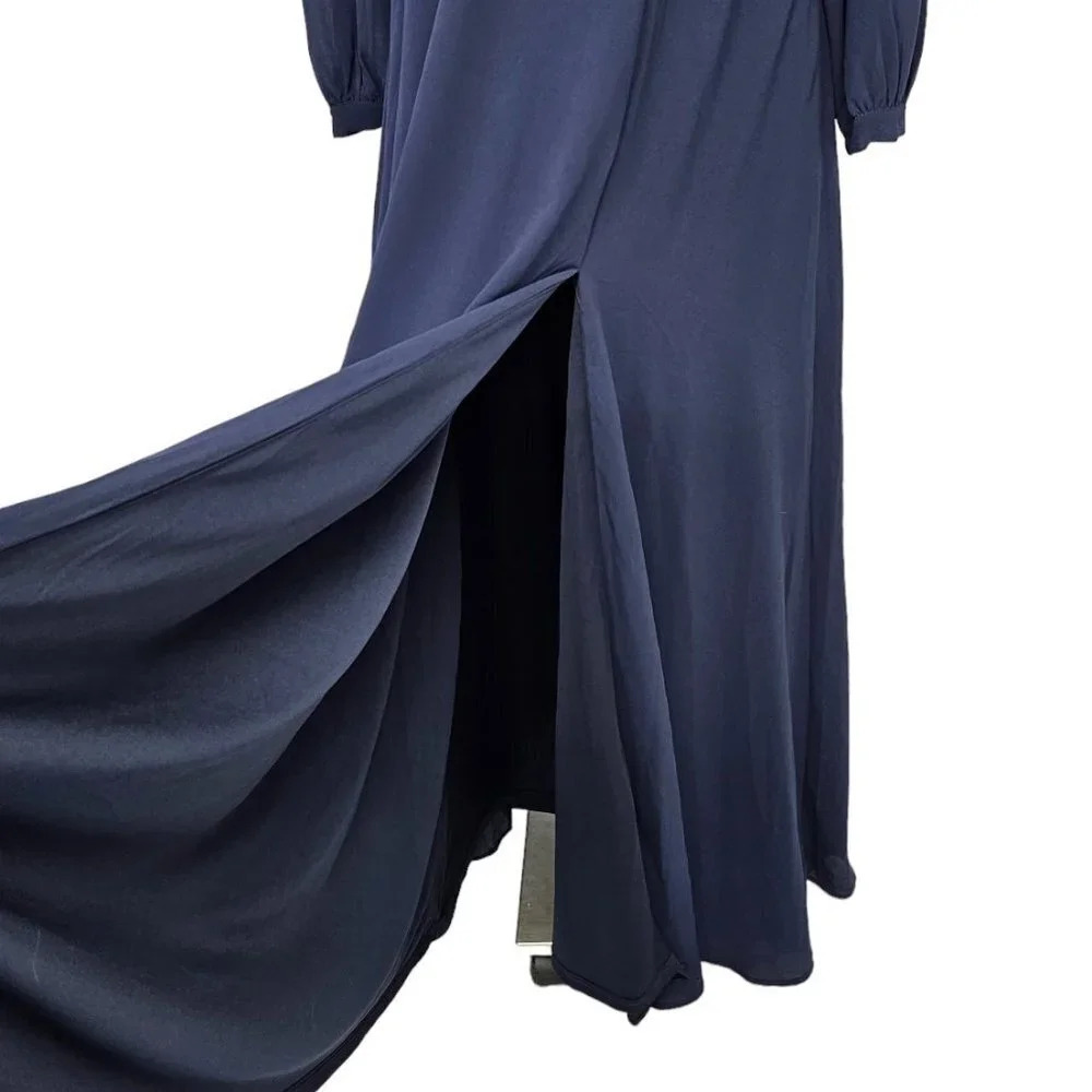 Lulu's All My Life Navy Blue Long Sleeve Maxi Dress Size XS NWT Chiffon V-Neck - Picture 8 of 11